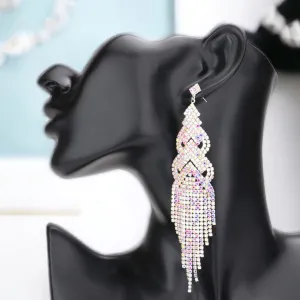 KYRAH - Silver AB Rhinestone Dangle Statement Earrings