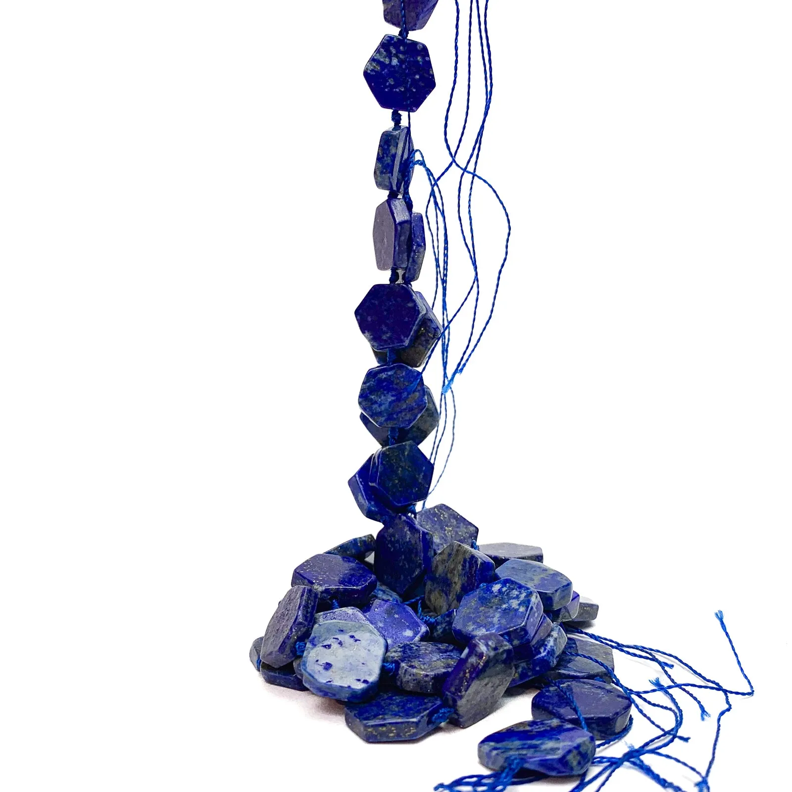 Lapis Lazuli Hexagon Coins Bead Strand