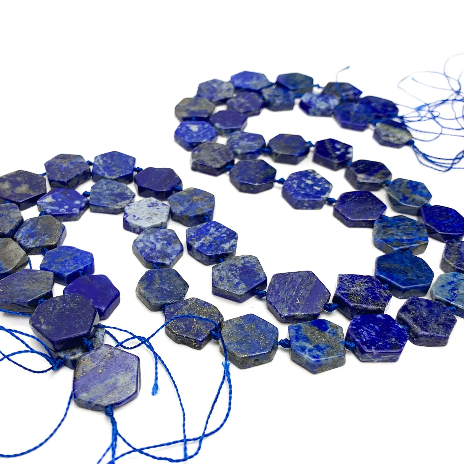 Lapis Lazuli Hexagon Coins Bead Strand