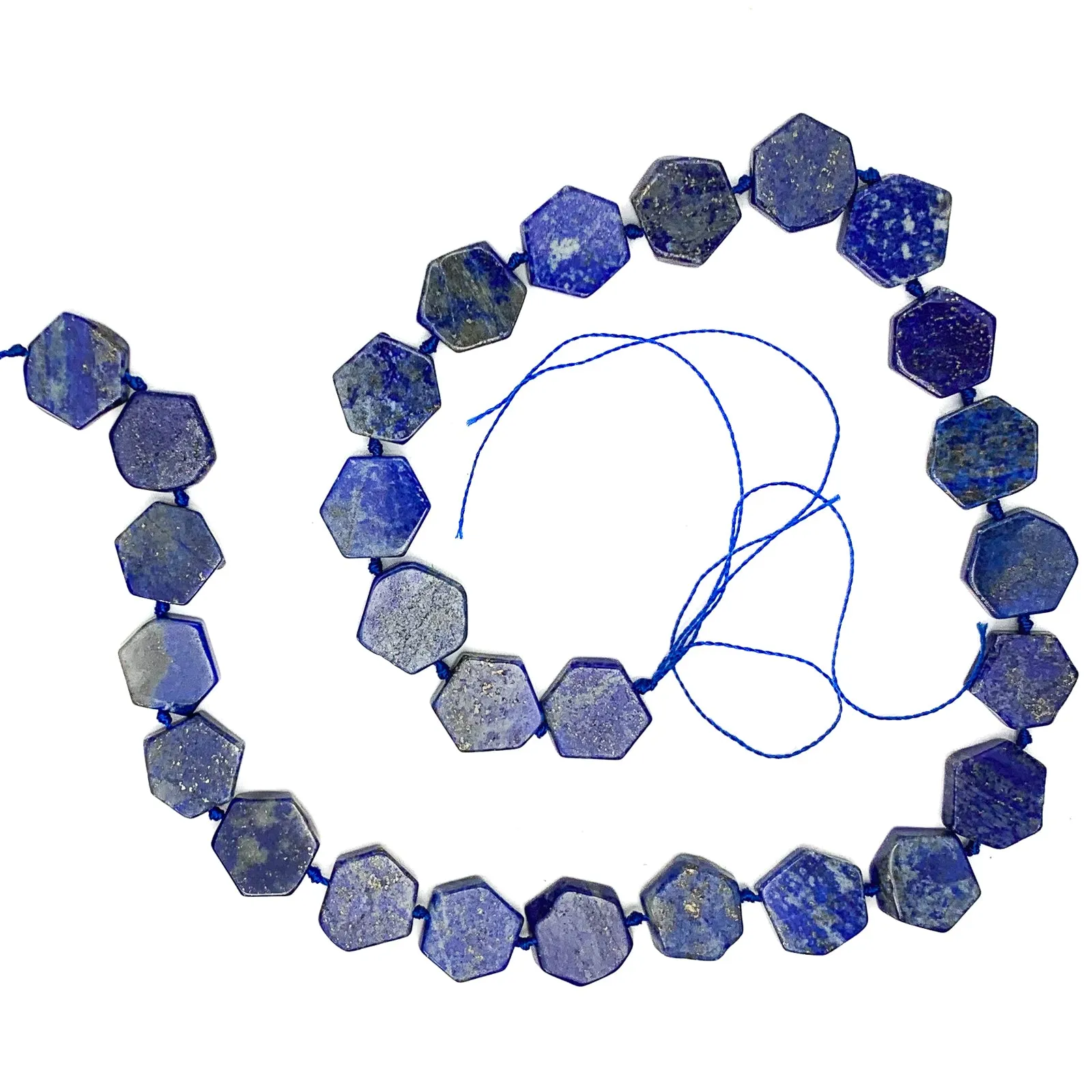 Lapis Lazuli Hexagon Coins Bead Strand