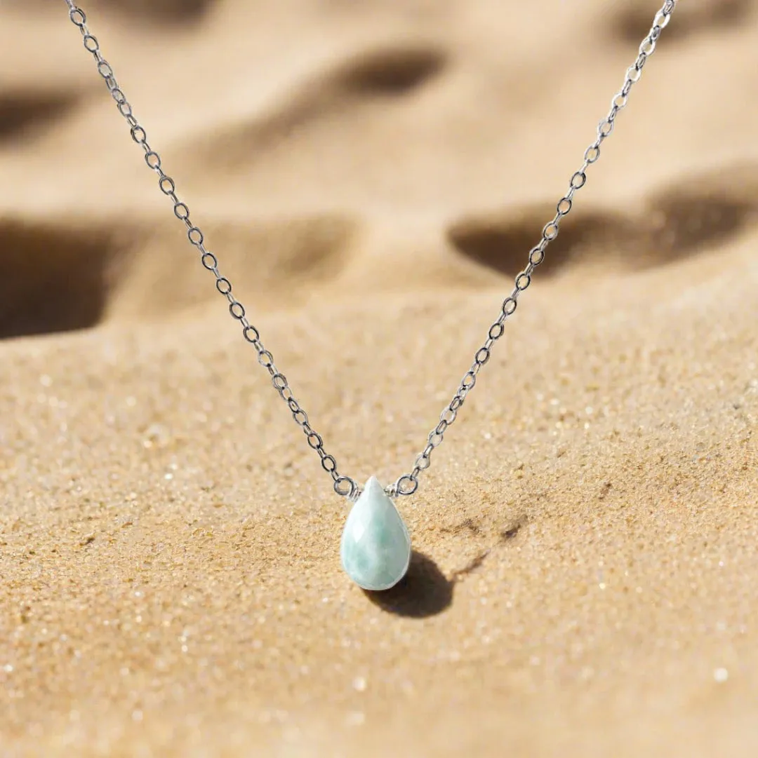 Larimar Teardrop Earrings and Necklace Set