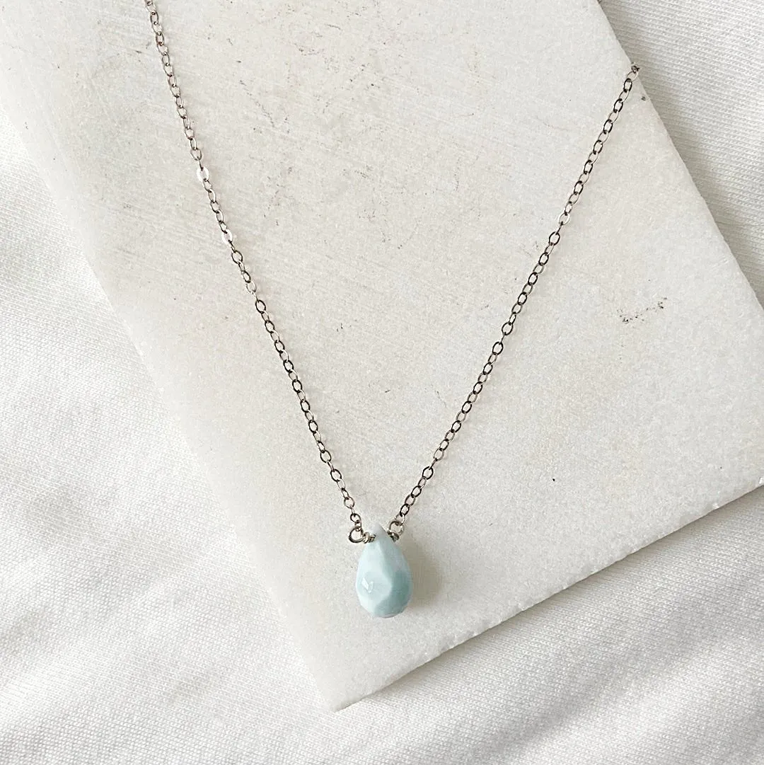 Larimar Teardrop Earrings and Necklace Set