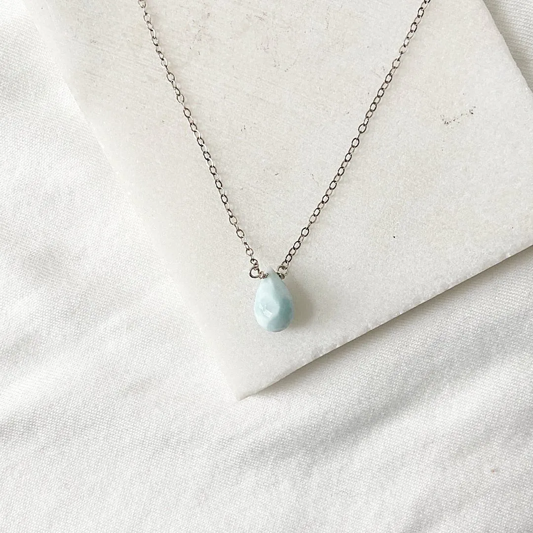 Larimar Teardrop Earrings and Necklace Set