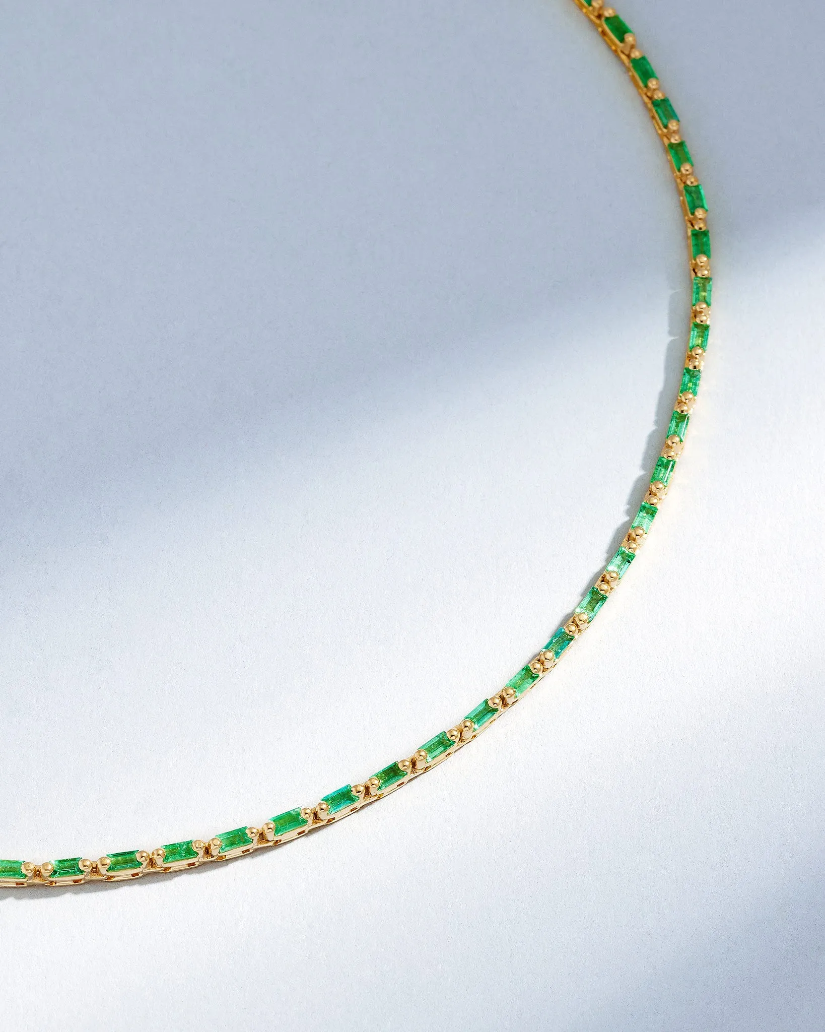 Linear Full Emerald Tennis Necklace