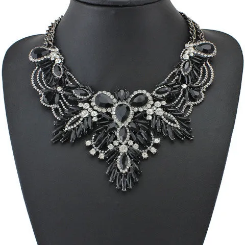 Luxury Color Crystal Bridal Collar Necklace S & Pendants Fashion Women Rhinestone Wedding Maxi Statement Necklace