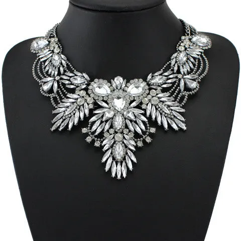 Luxury Color Crystal Bridal Collar Necklace S & Pendants Fashion Women Rhinestone Wedding Maxi Statement Necklace