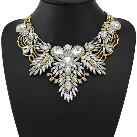 Luxury Color Crystal Bridal Collar Necklace S & Pendants Fashion Women Rhinestone Wedding Maxi Statement Necklace