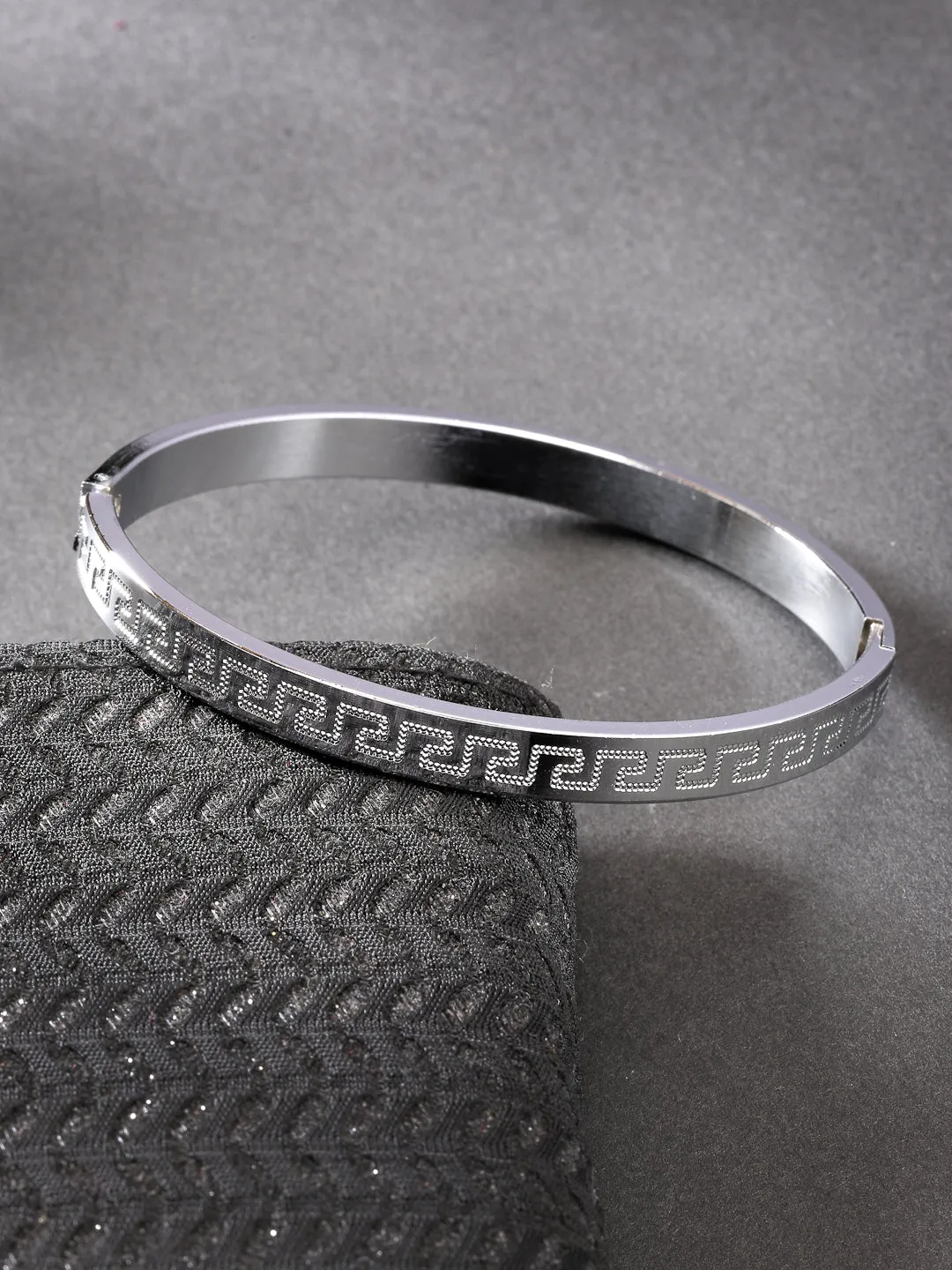 Men's Silver-Plated Stainless Steel Kada Bracelet - NVR