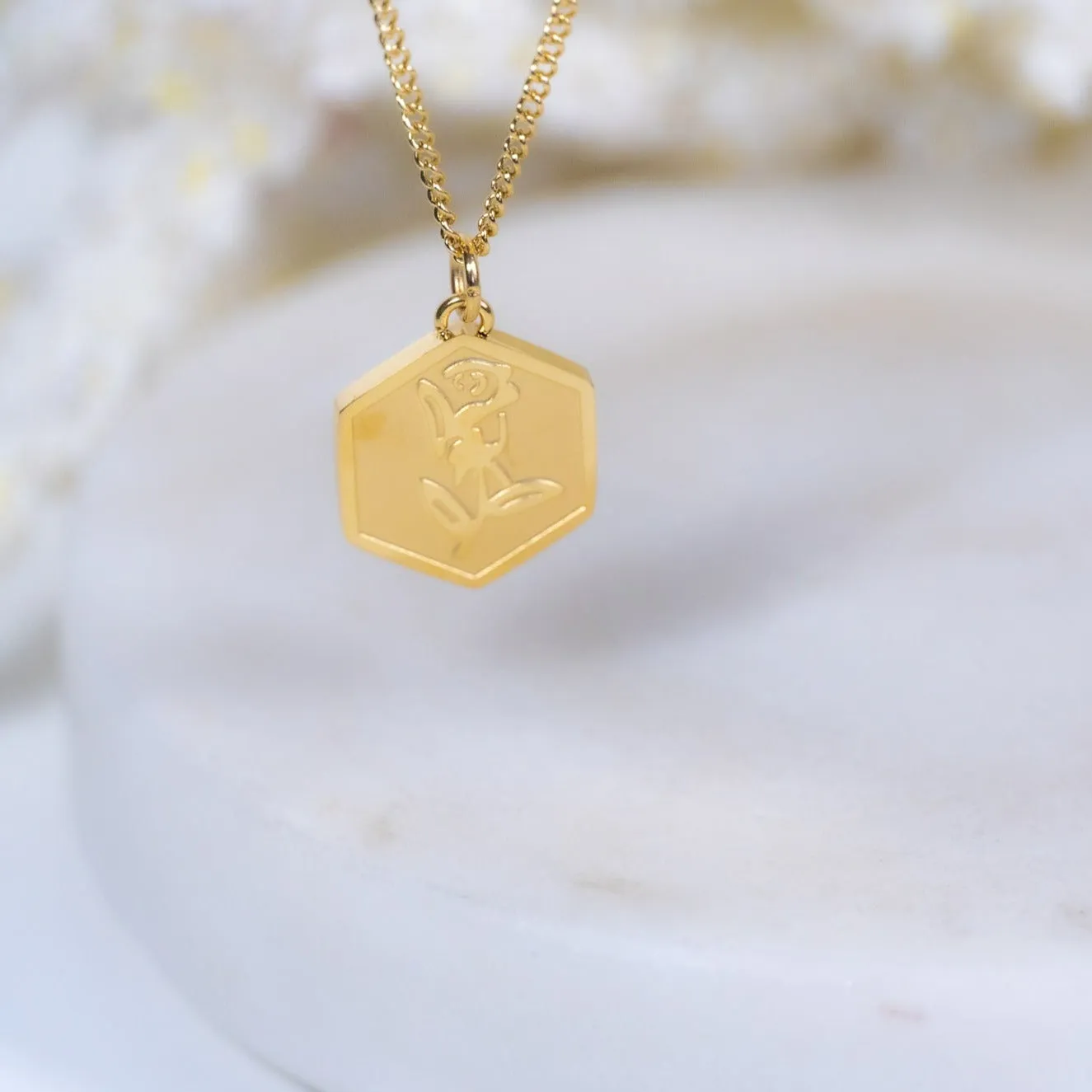 Modern Hex Rose Necklace