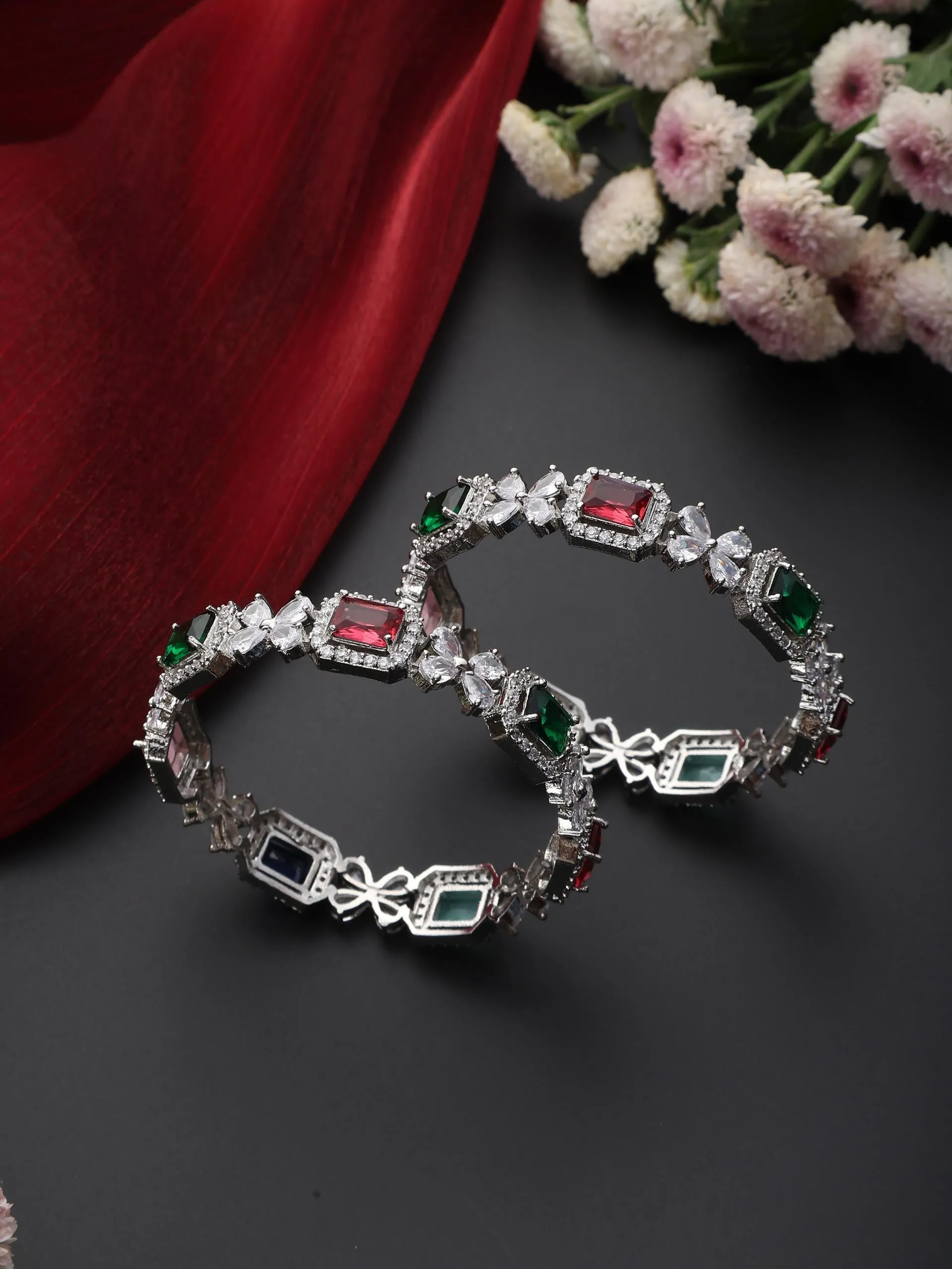 Multi Color American Diamond Pair of Bangles