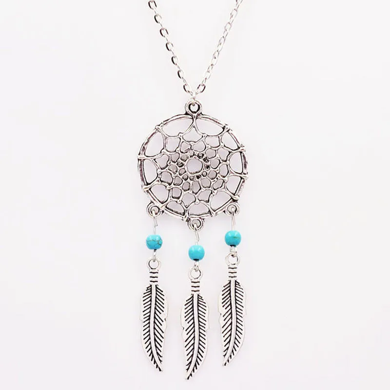 Natural Stone Feather Vintage Pendant