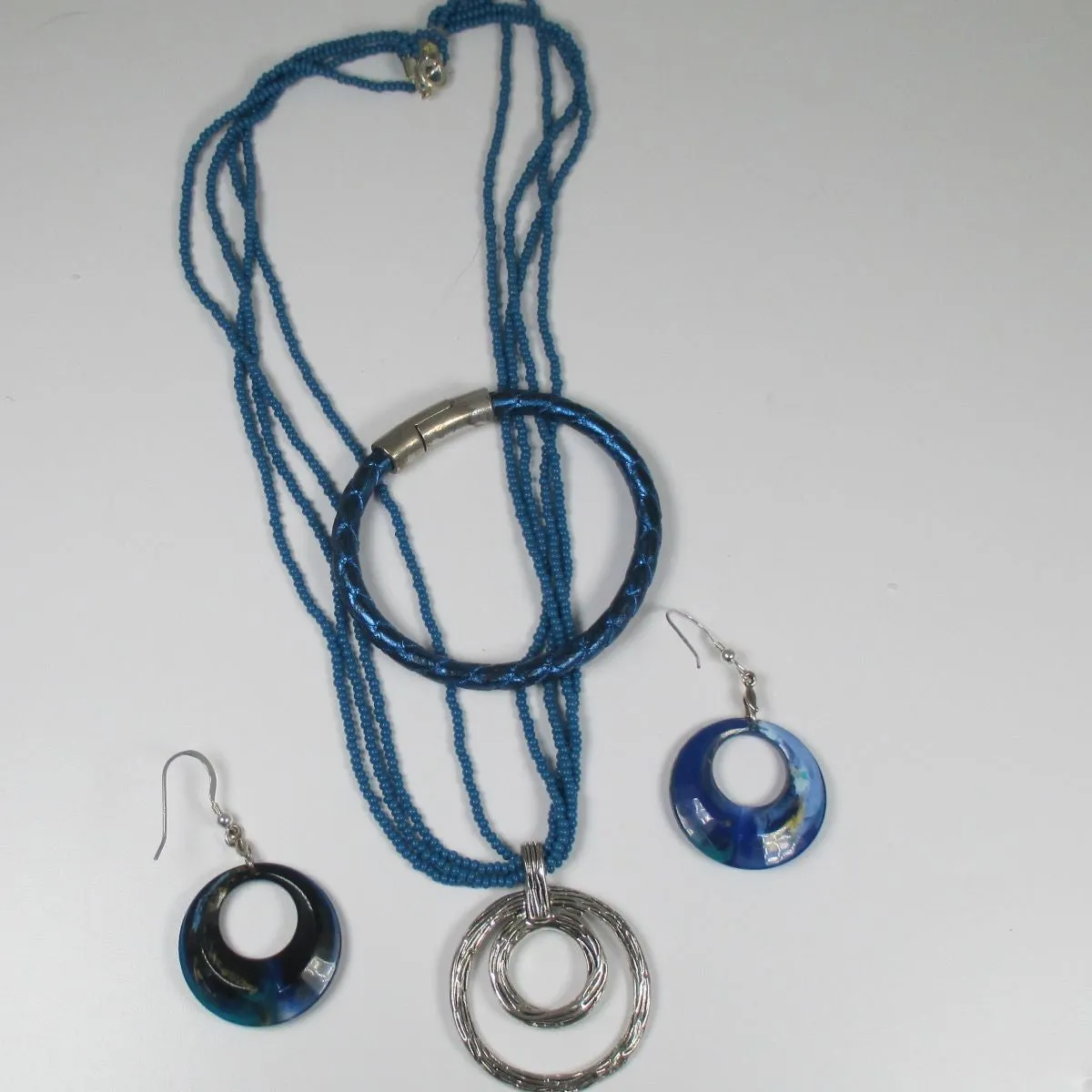 Necklace, Bracelet & Earrings Gift Set in Dark Blue