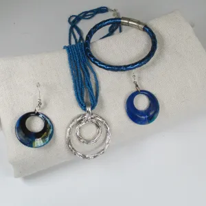 Necklace, Bracelet & Earrings Gift Set in Dark Blue