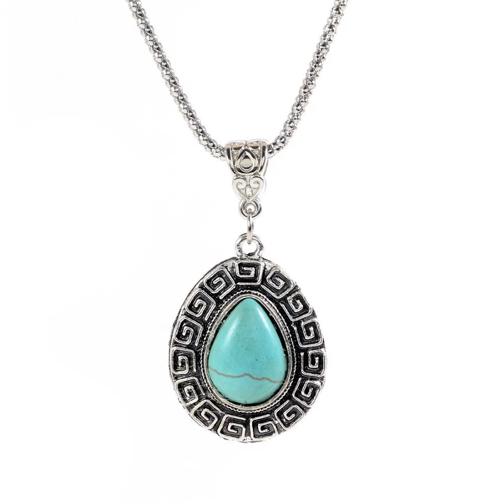 New Arrival Fashion Oval crystal rhinestone blue Pendant Necklace jewelry for Women vintage necklaces