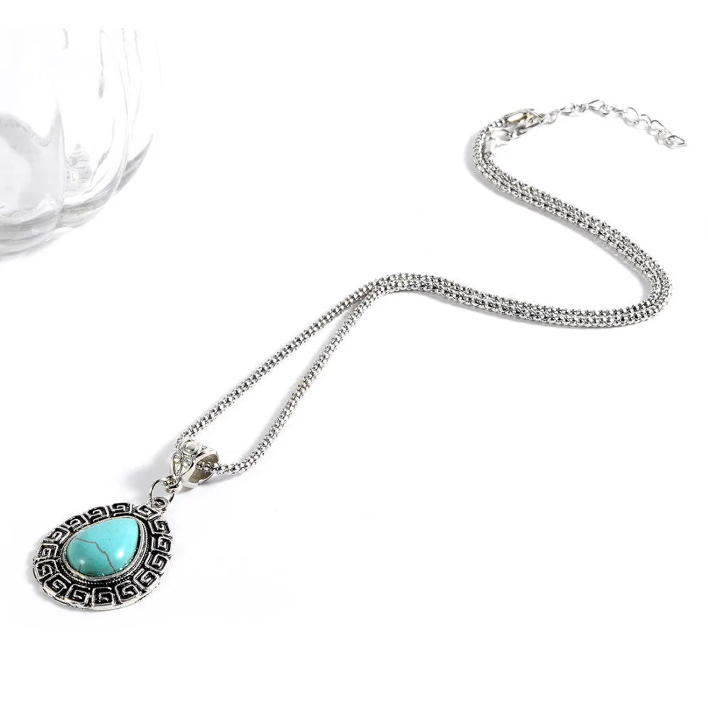 New Arrival Fashion Oval crystal rhinestone blue Pendant Necklace jewelry for Women vintage necklaces