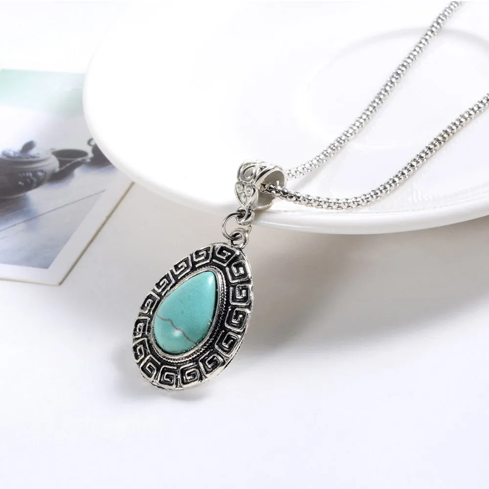 New Arrival Fashion Oval crystal rhinestone blue Pendant Necklace jewelry for Women vintage necklaces