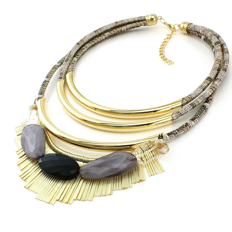 New Fashion Crystal Necklaces & pendants Unique Collar Statement Necklace Gold-plated Color Circle Accessories For Women