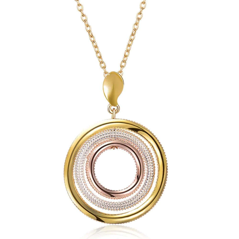 New Multicolored Round Pendant Necklace Women Gold & Silver & Rose Gold Plated Triple Circles Necklaces Trendy Jewelry