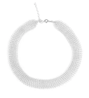 O - a modern wire crochet short necklace in silver