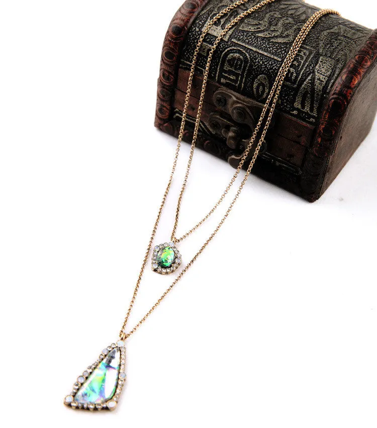 Party Dazzling Multicolor Geometric Triangle Brand Jewelry Pendant Necklace