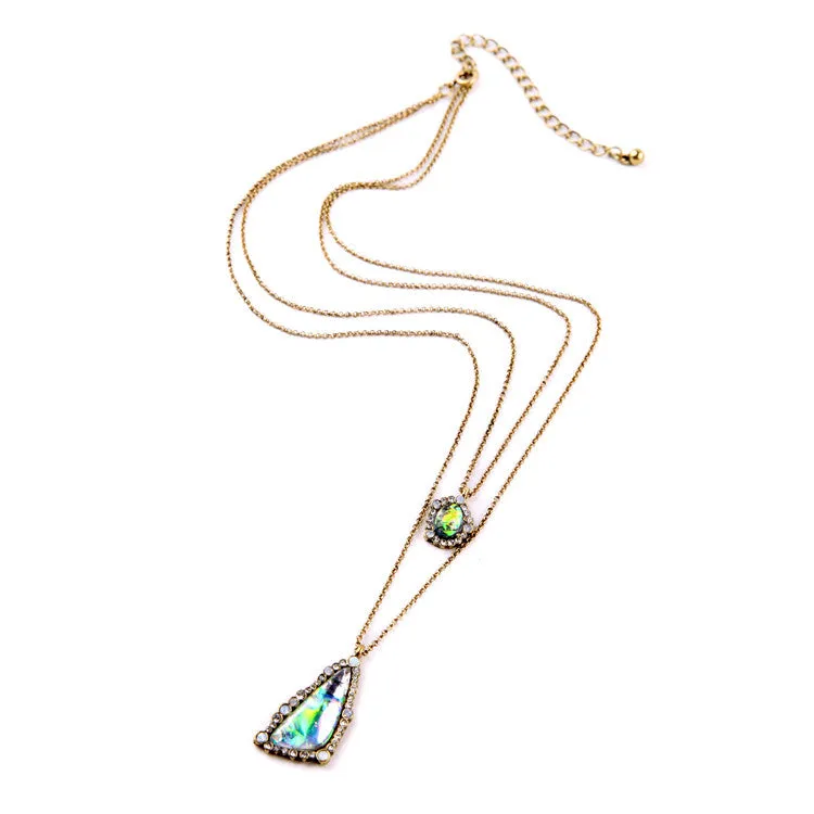 Party Dazzling Multicolor Geometric Triangle Brand Jewelry Pendant Necklace