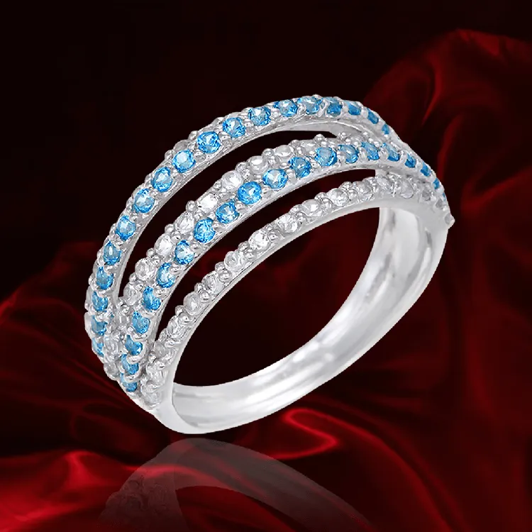 Passion Topaz Four Band Ring with Natural White Topaz