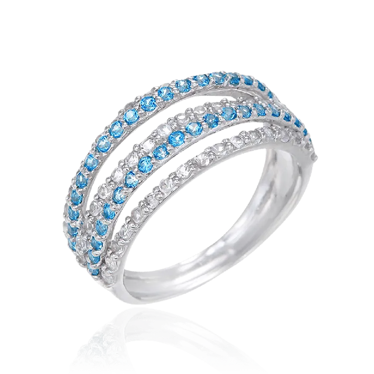 Passion Topaz Four Band Ring with Natural White Topaz