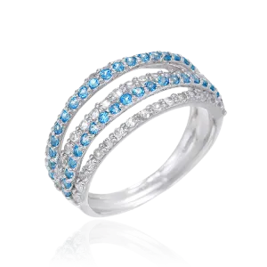 Passion Topaz Four Band Ring with Natural White Topaz