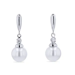 Pearl and Diamond-Accent Dangle Earrings