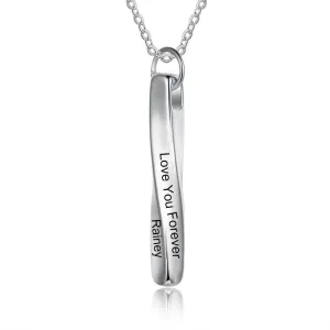 Personalized 4 Sides Engraving Twisted Bar Necklace