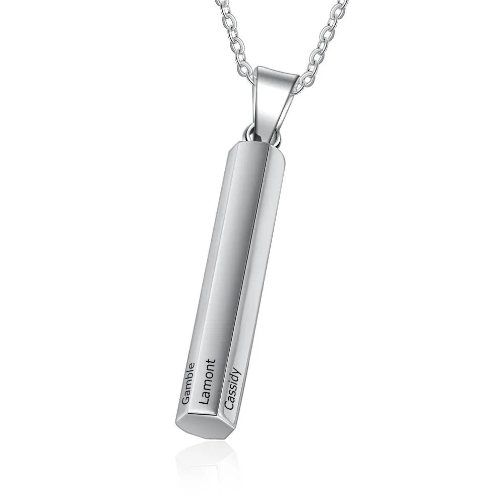 Personalized Stainless Steel Vertical Bar Necklace