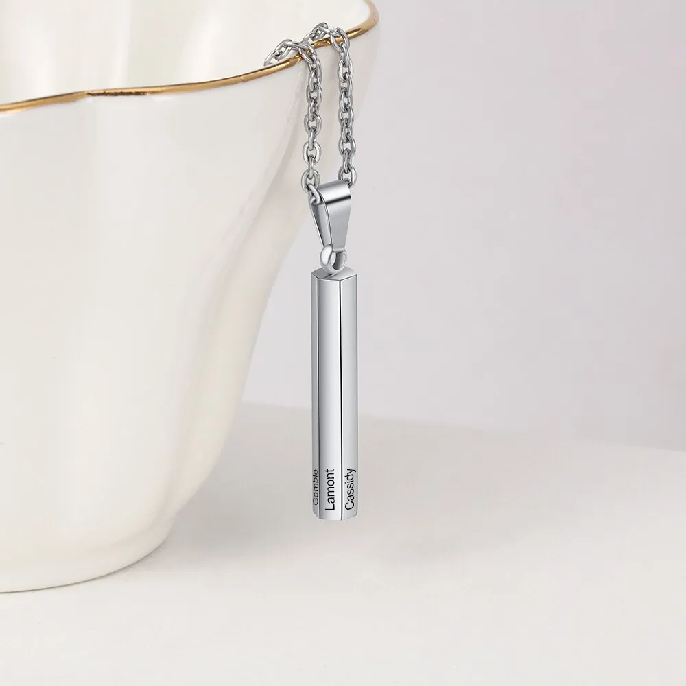 Personalized Stainless Steel Vertical Bar Necklace