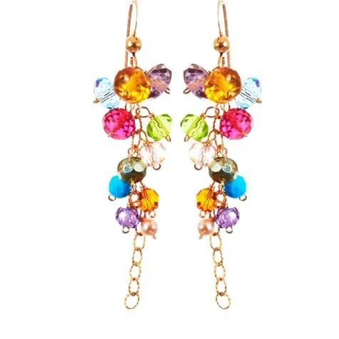 Playful Colorful Gems Drape Earrings