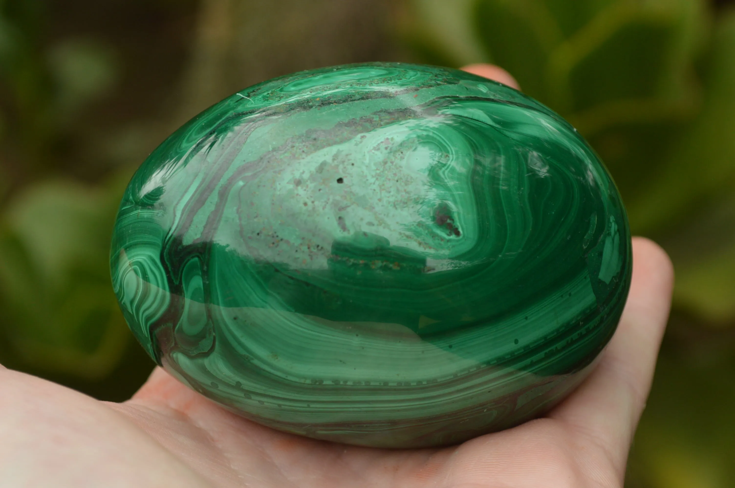 Polished Rare Malachite Gemstone Eggs x 2 From Congo