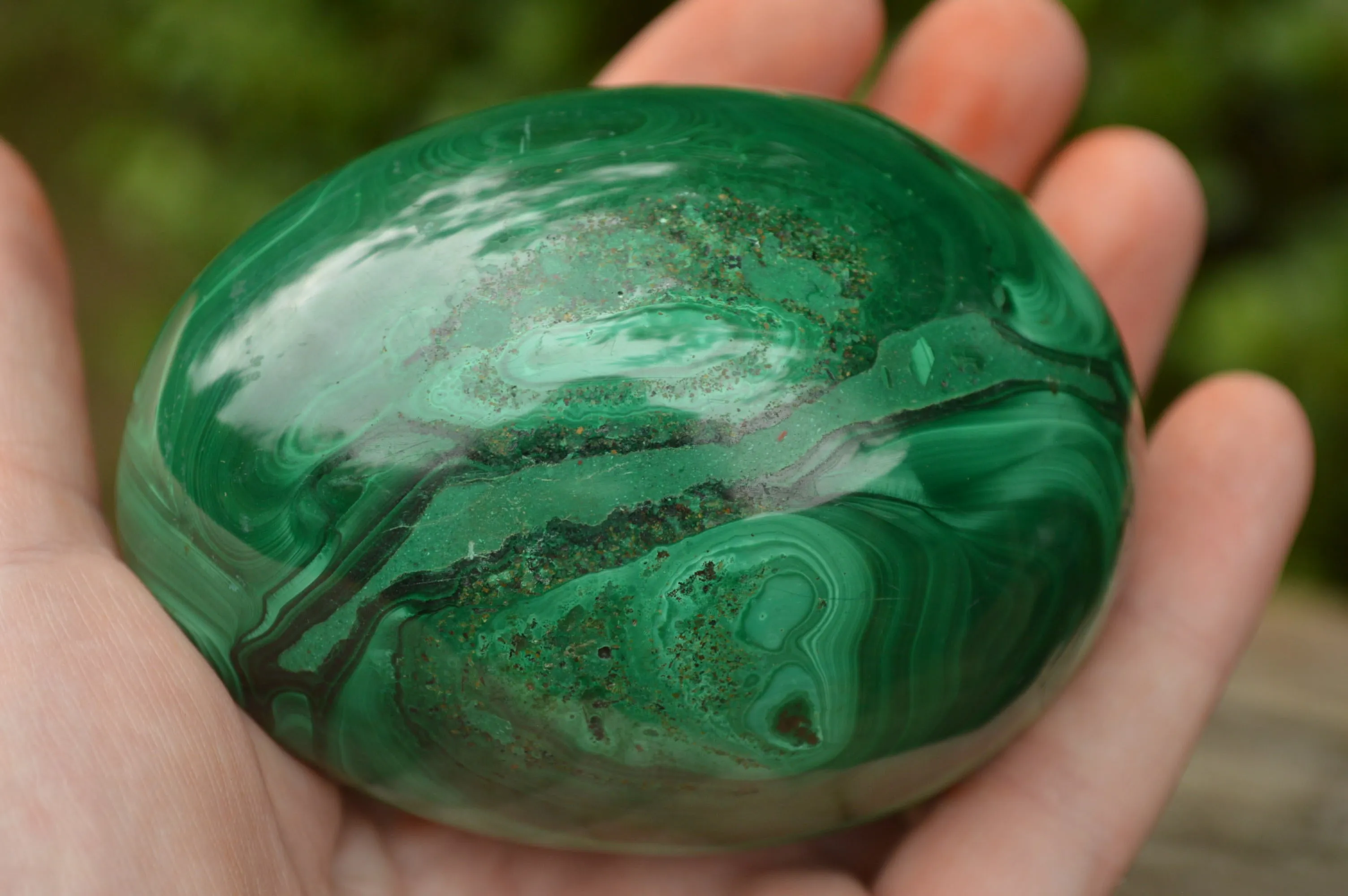 Polished Rare Malachite Gemstone Eggs x 2 From Congo