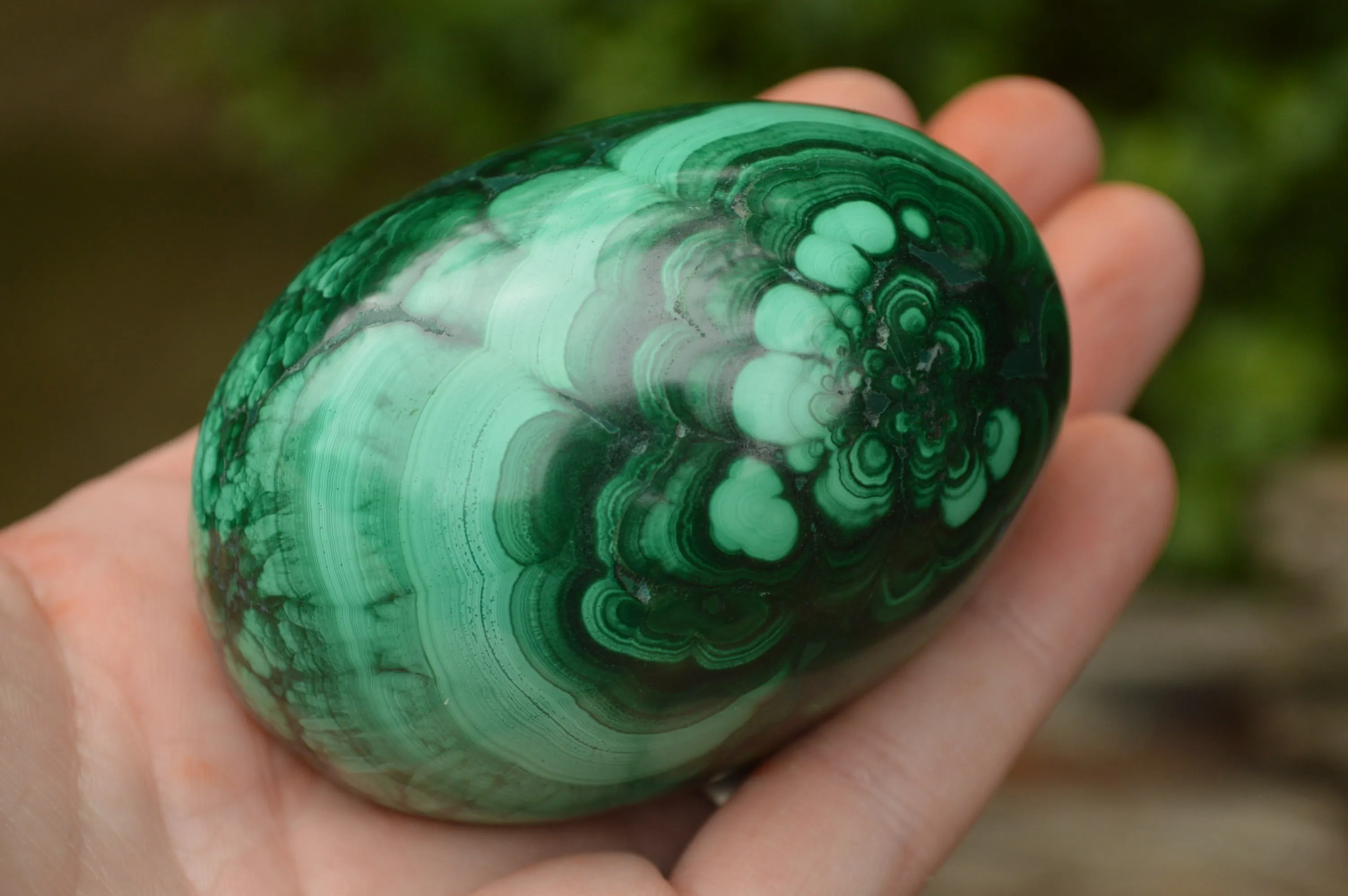 Polished Rare Malachite Gemstone Eggs x 2 From Congo