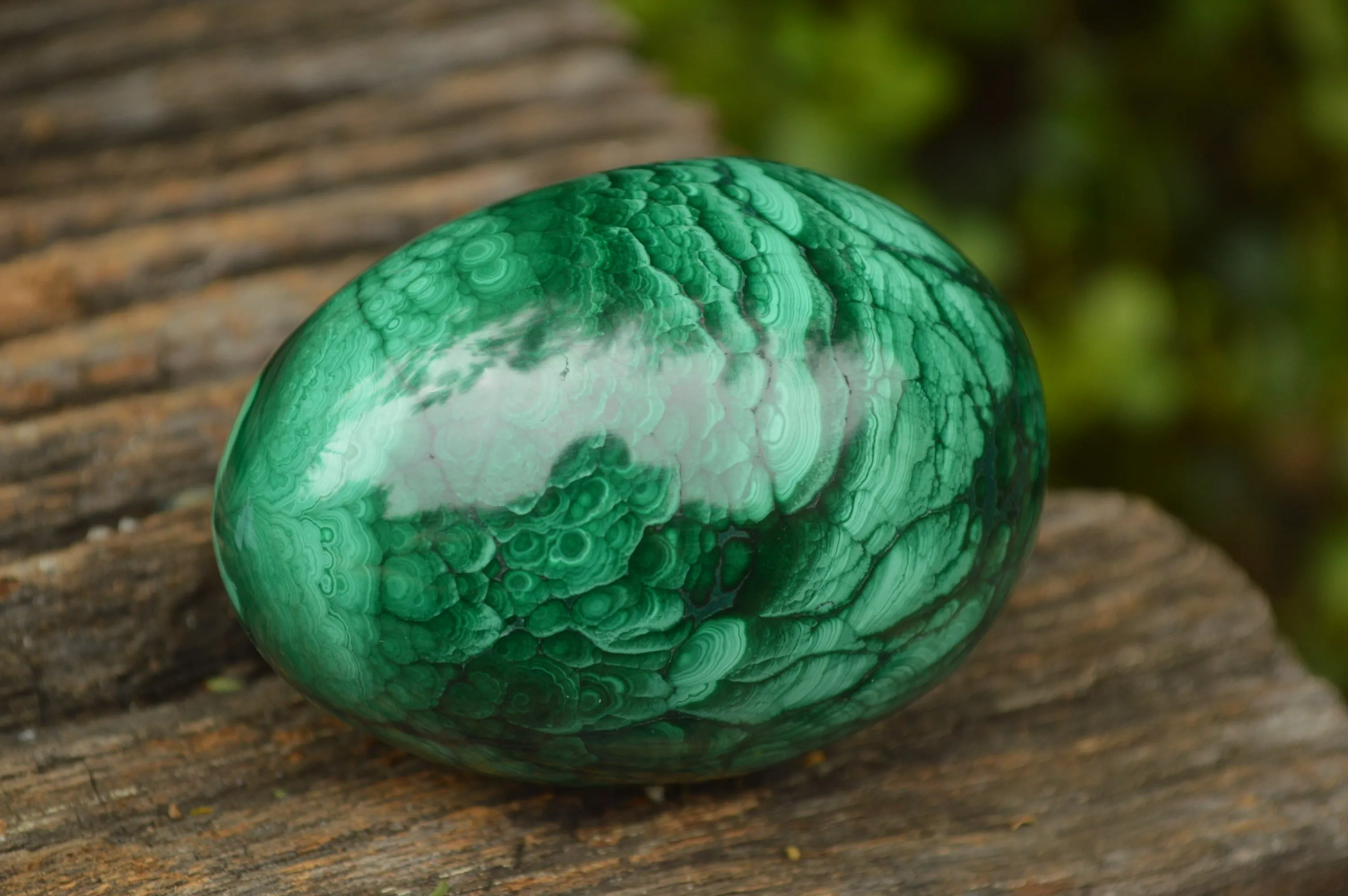 Polished Rare Malachite Gemstone Eggs x 2 From Congo