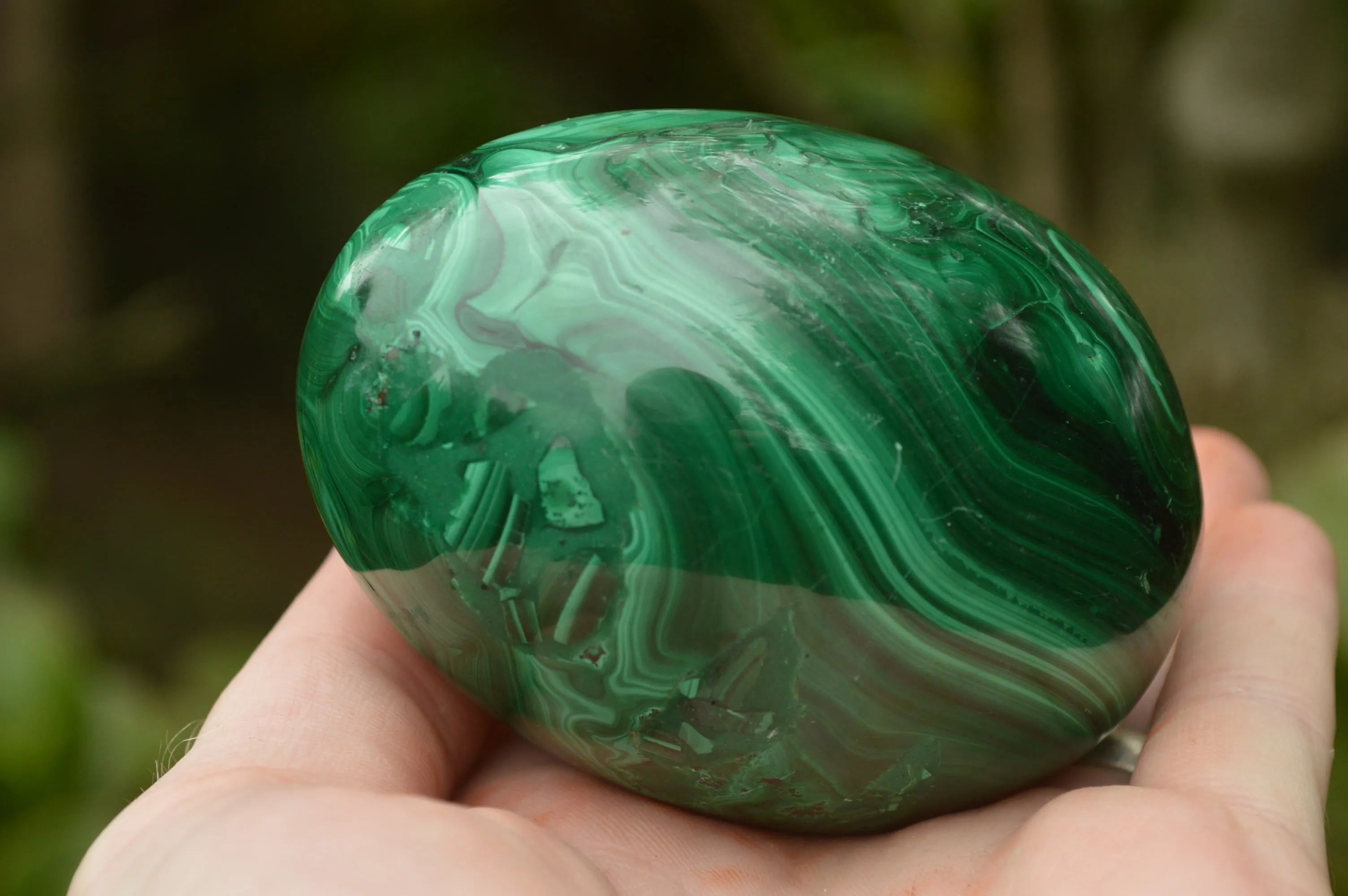 Polished Rare Malachite Gemstone Eggs x 2 From Congo