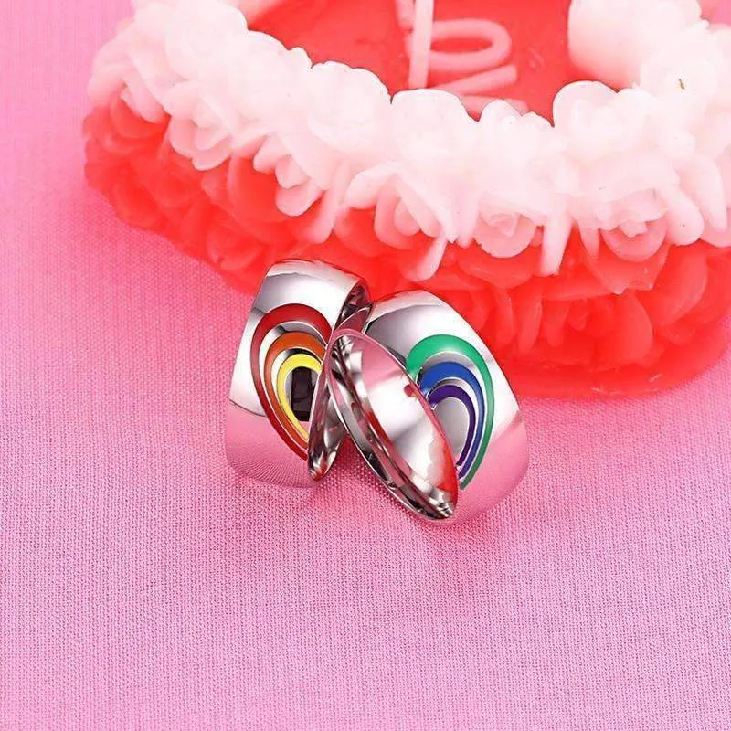 Polished Together Forever LGBT Rainbow Rings