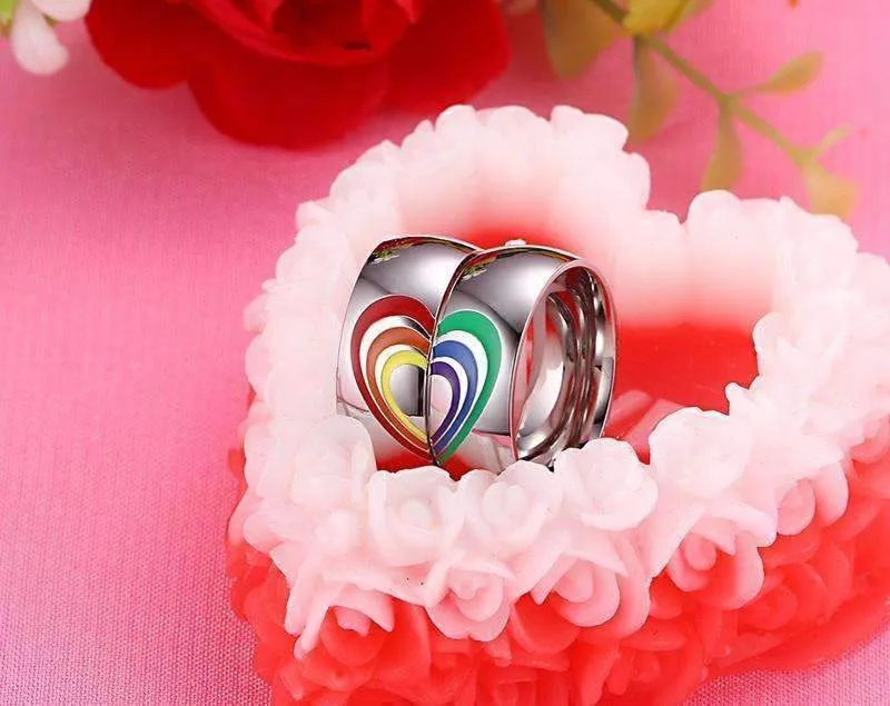 Polished Together Forever LGBT Rainbow Rings