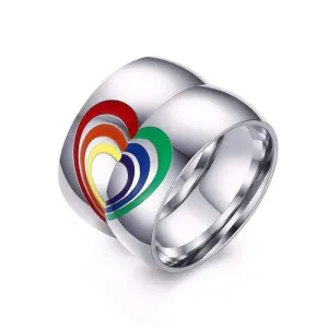 Polished Together Forever LGBT Rainbow Rings