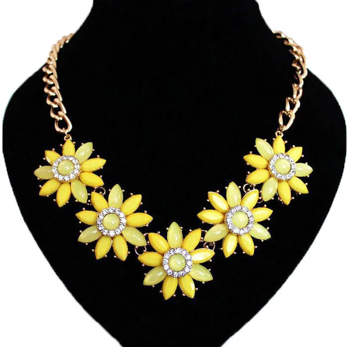 Resin Chrysanthemum Statement Necklace Women Chain Necklaces & Pendants Summer Style Punk Jewelry For Gift Party