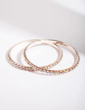 Rose Gold Cup Chain Bangle 2 Pack