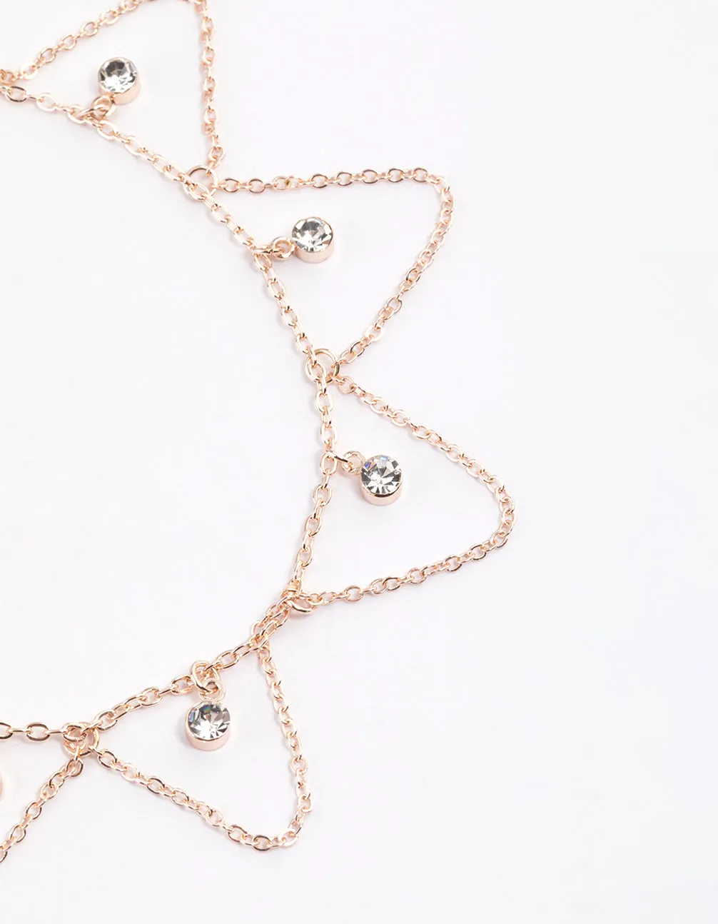 Rose Gold Diamante & Chain Loop Anklet