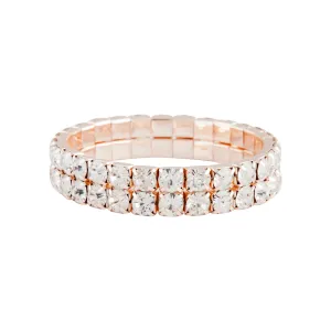 Rose Gold Duo Diamante Stretch Bracelet