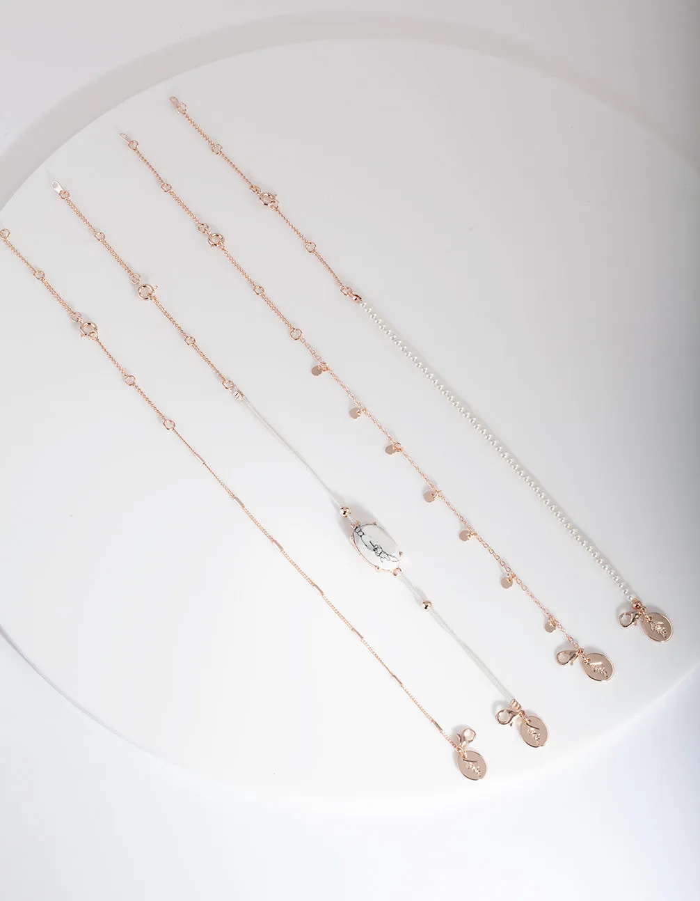 Rose Gold Faux Pearl Bracelet Pack