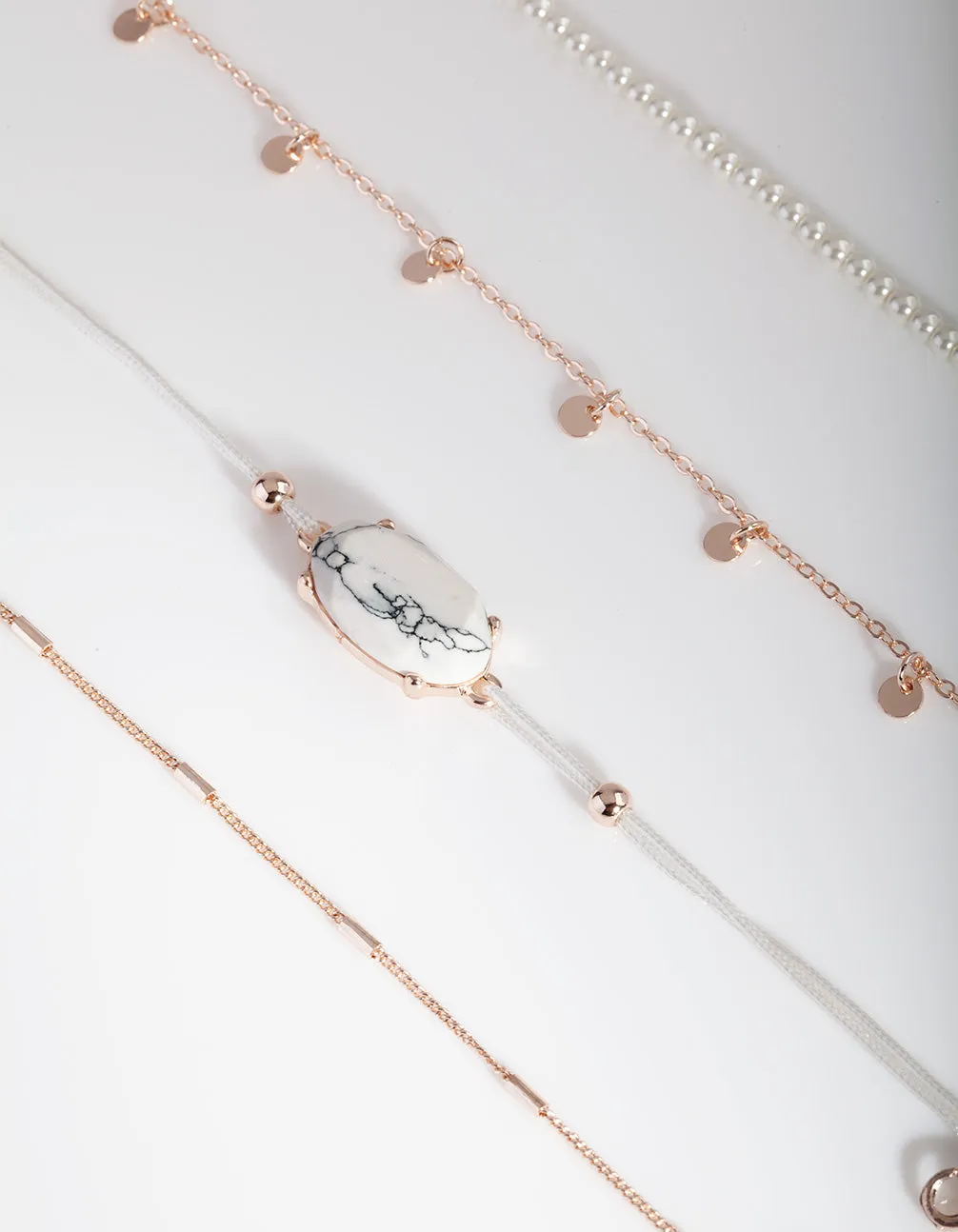 Rose Gold Faux Pearl Bracelet Pack