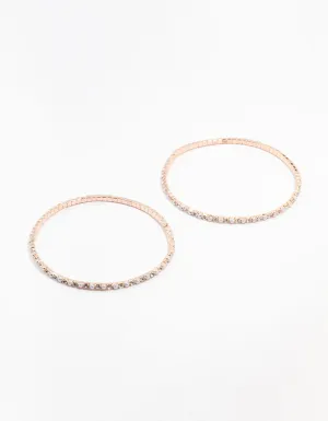 Rose Gold Plated Mini Cubic Zirconia & Pearl Bracelet 2-Pack