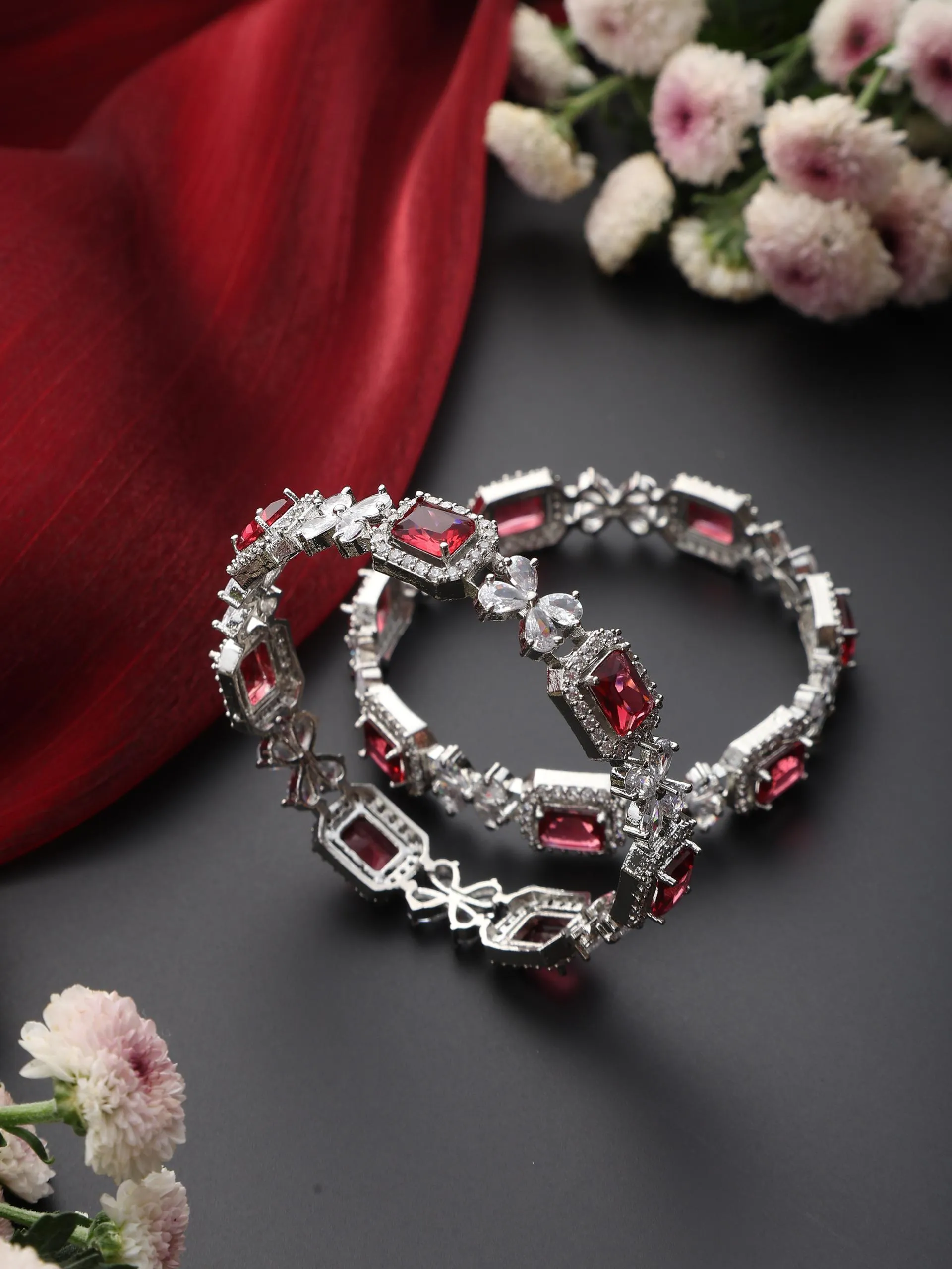 Ruby American Diamond Pair of Bangles