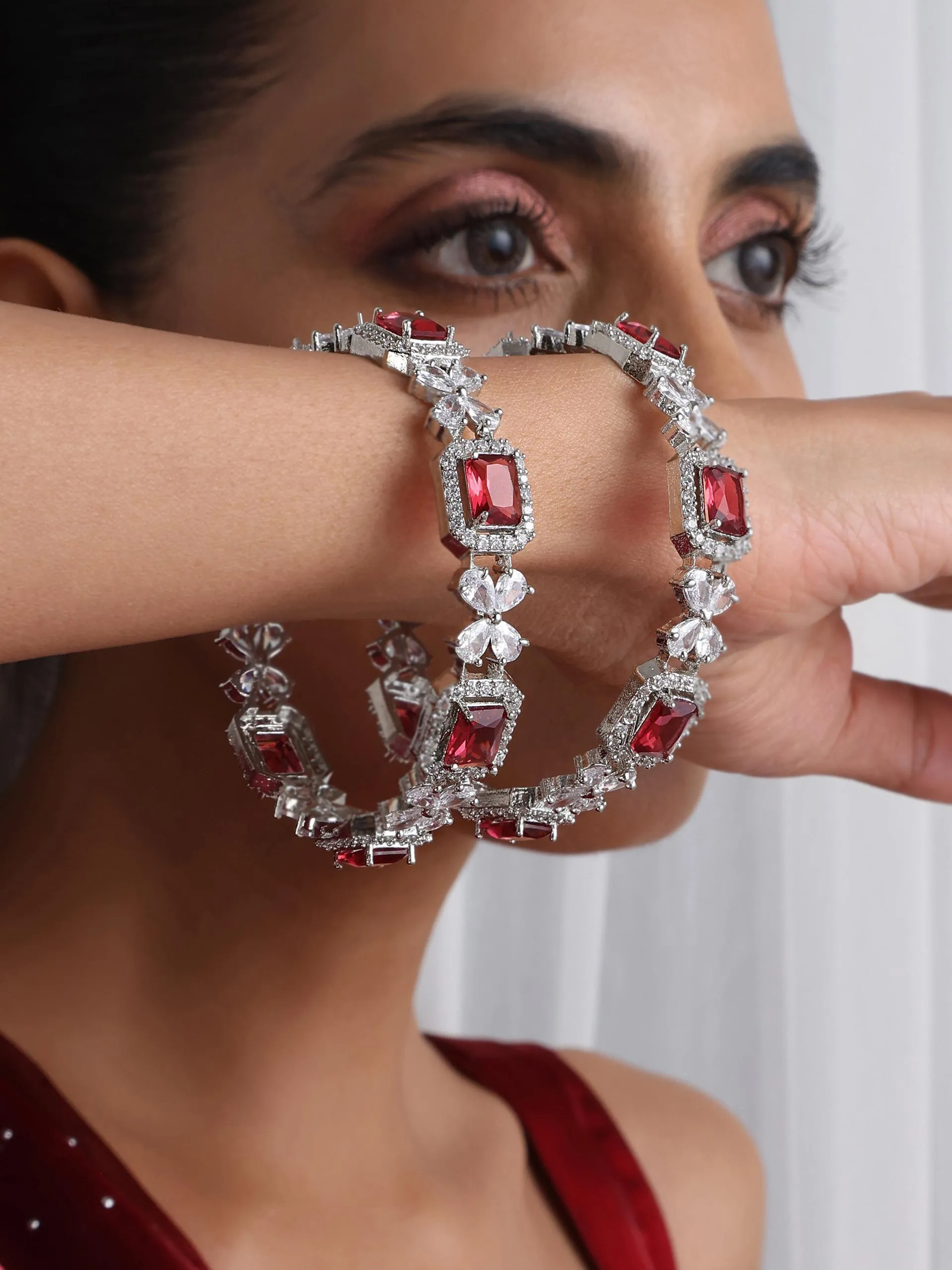 Ruby American Diamond Pair of Bangles